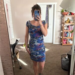 bebe Blue Floral Mini Dress